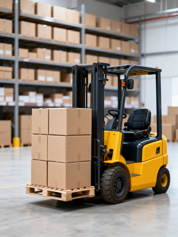 叉车搬运货物图片