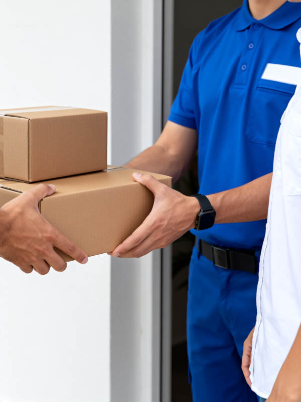 快递员递送包裹图片