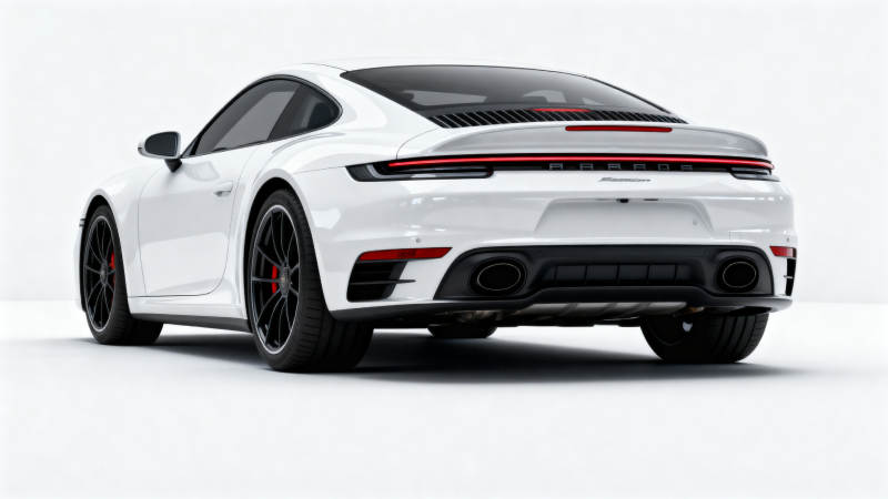 白色保时捷后视图图片