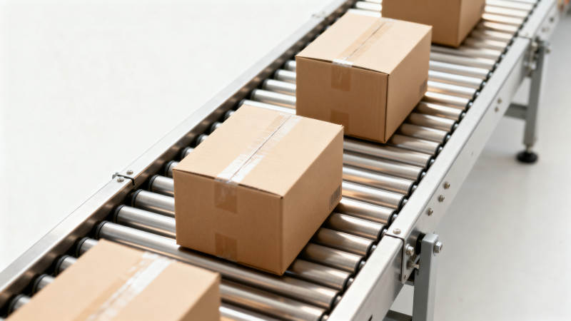 传送带上的纸箱图片
