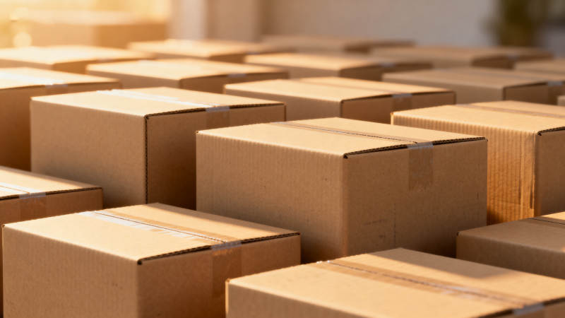 整齐排列的纸箱图片