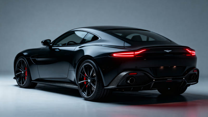 黑色跑车后视图图片