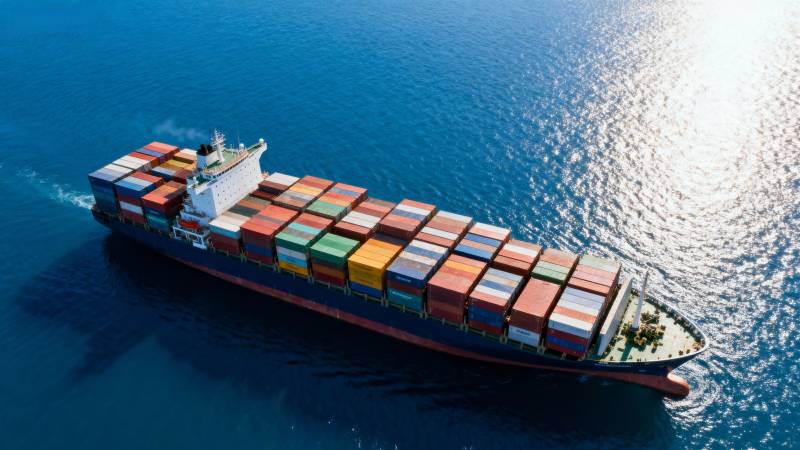 货轮航行于碧海图片