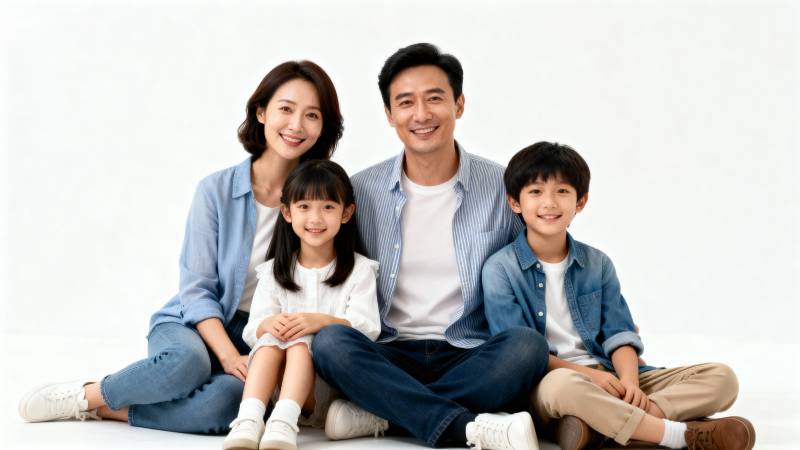 幸福一家四口合影图片