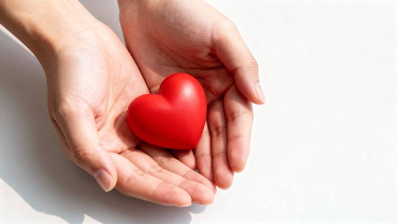 双手捧着红心图片