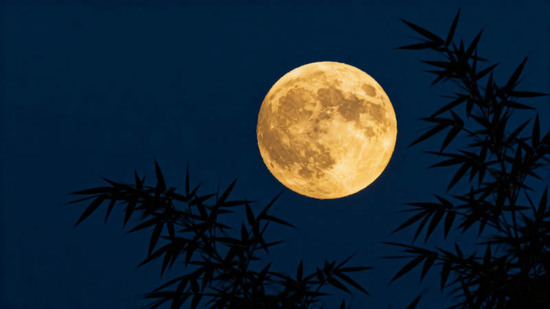 竹影映月夜图片