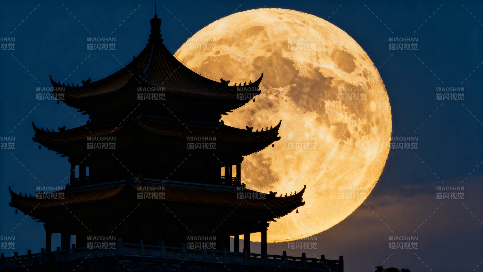 古塔映月图片