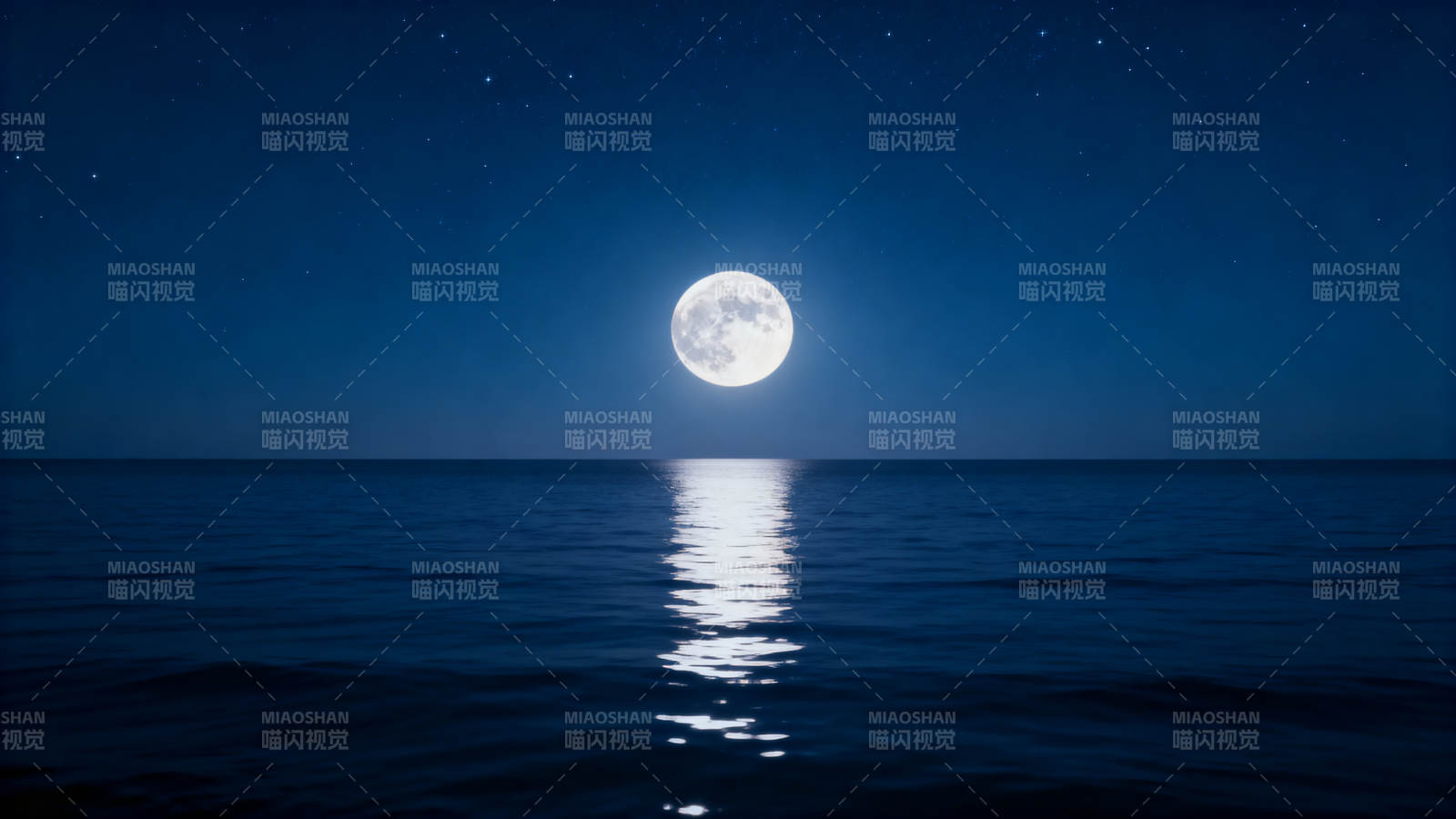 月下海面静谧夜图片