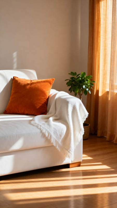 阳光洒落的温馨客厅图片