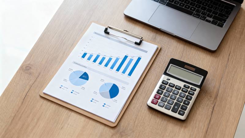 办公桌上的财务分析图片