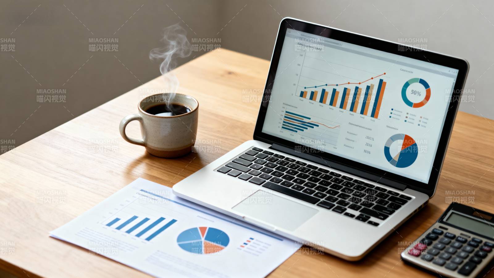 办公桌上的数据分析图片