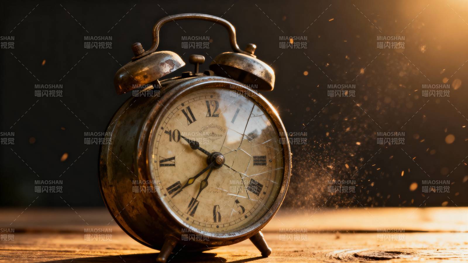 时光飞逝 钟表碎裂图片