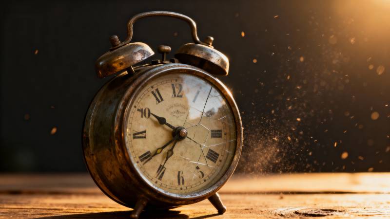 时光飞逝 钟表碎裂图片