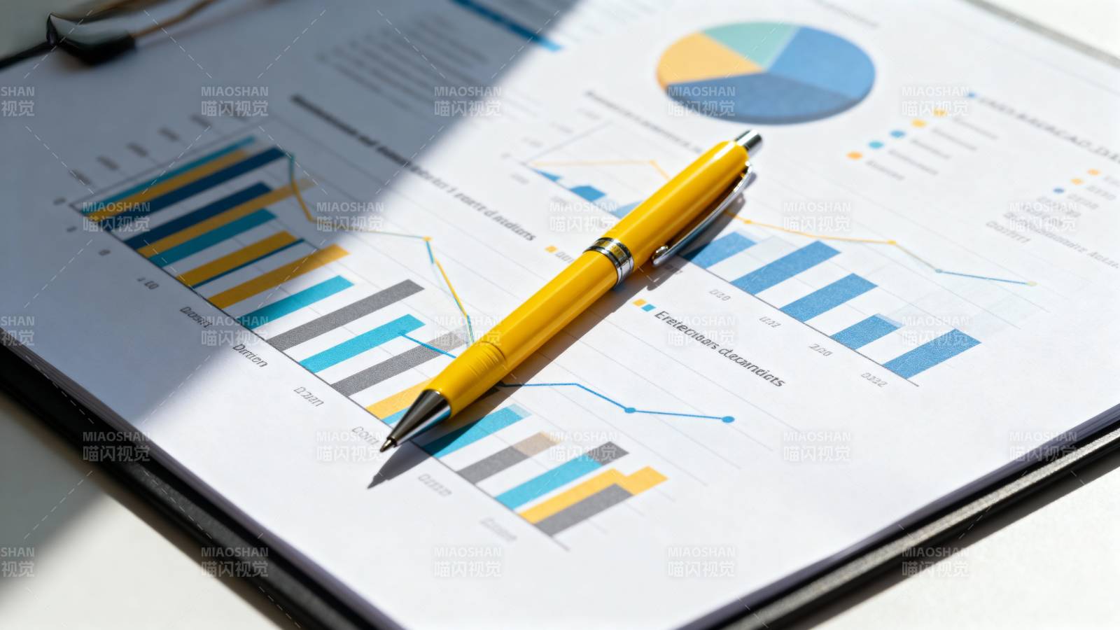数据图表与黄色笔图片