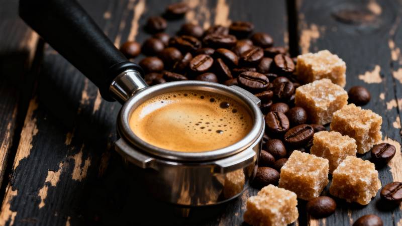 咖啡与糖块静物图片