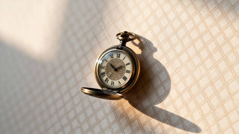 怀表静置光影中图片