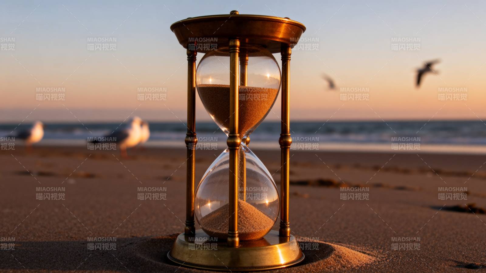 沙漏海边时光图片