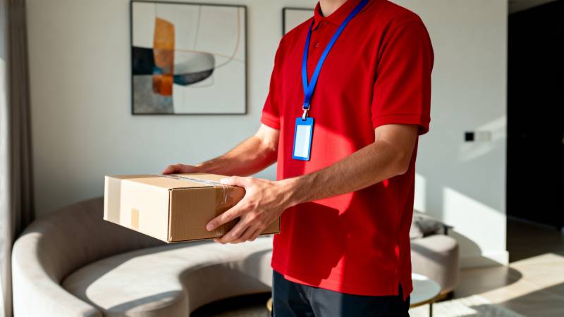 快递员递送包裹图片