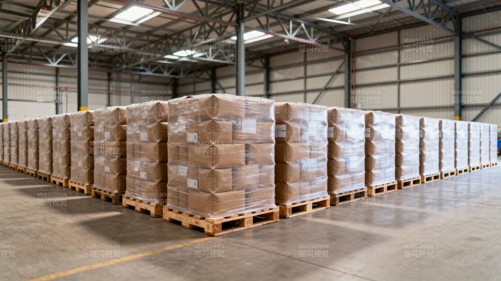 仓库整齐堆放货物图片