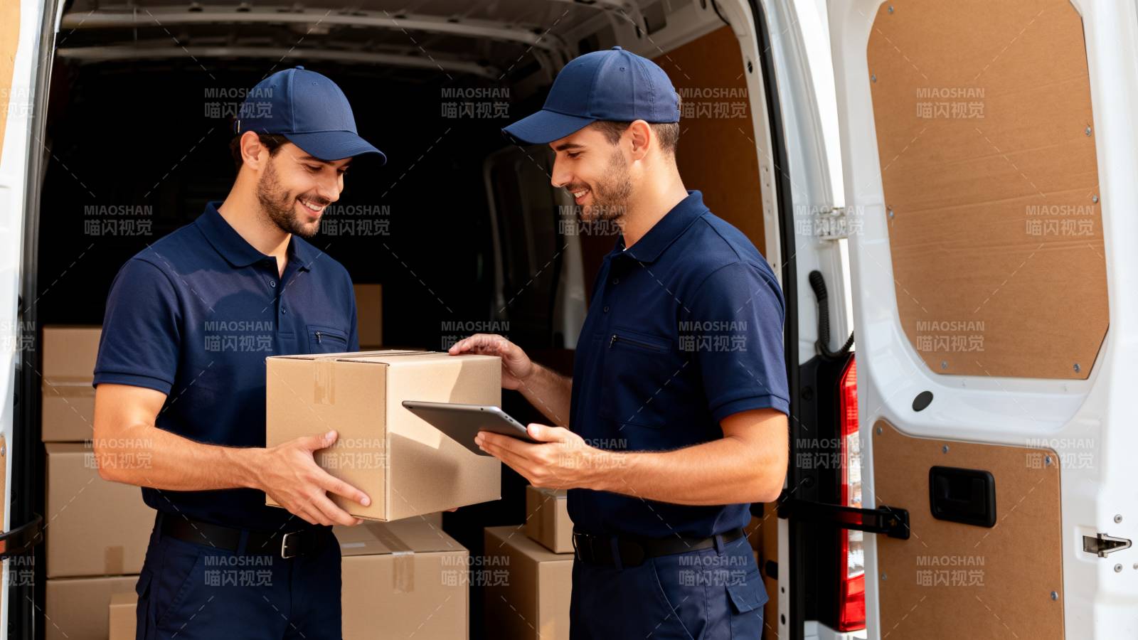 快递员装箱扫码图片