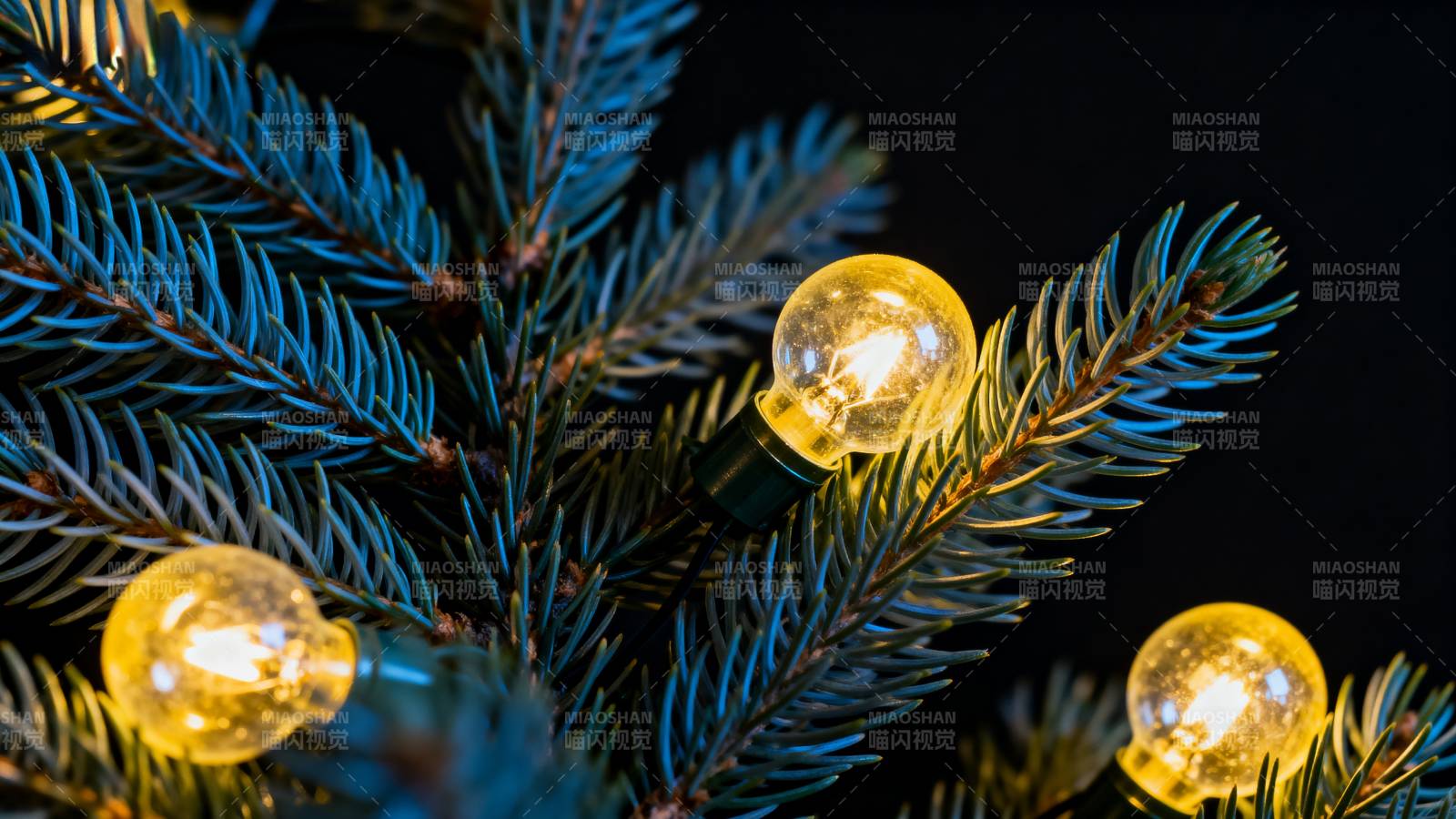 圣诞树上的温暖灯光图片