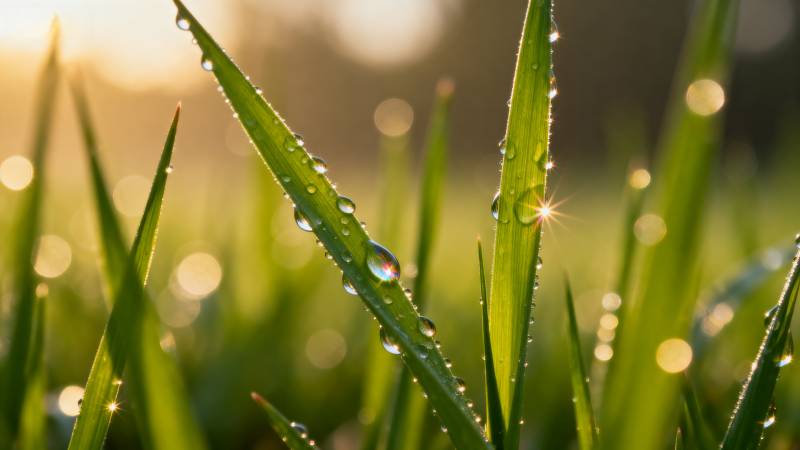 晨露草尖图片
