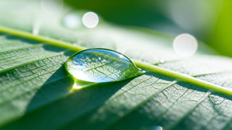 叶上露珠晶莹图片