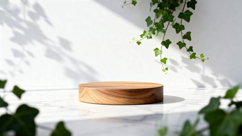 绿意盎然的木质台面图片