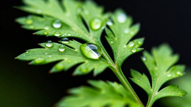 露珠点缀绿叶图片