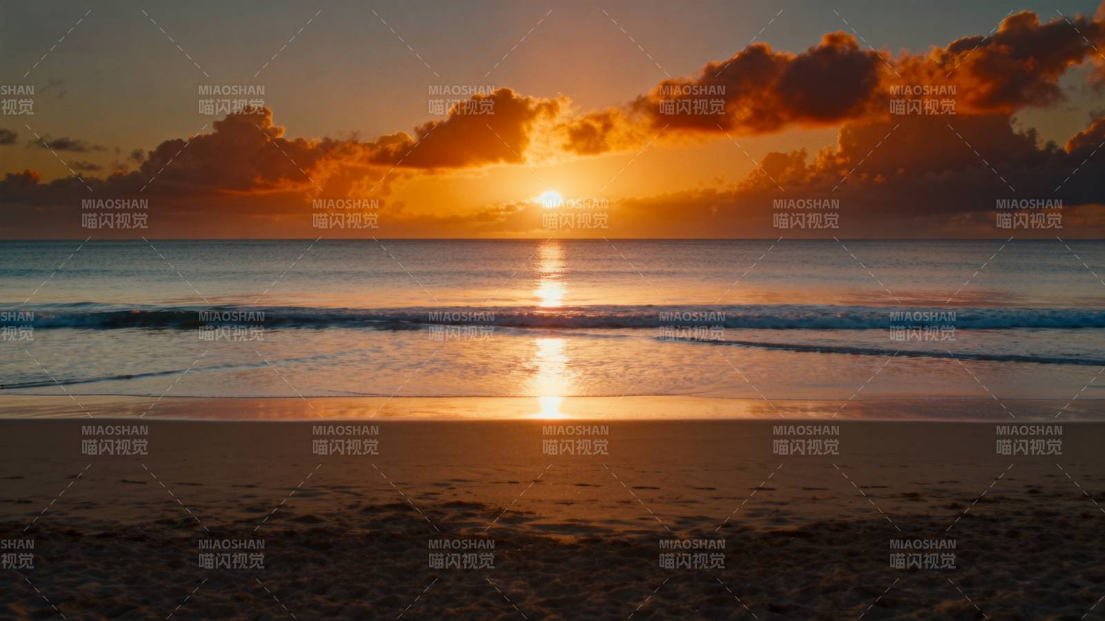 夕阳海滩美景图片