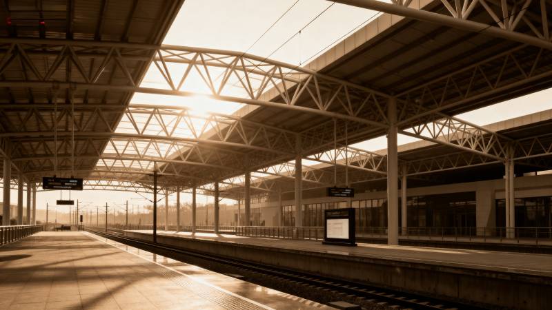 晨光中的车站图片