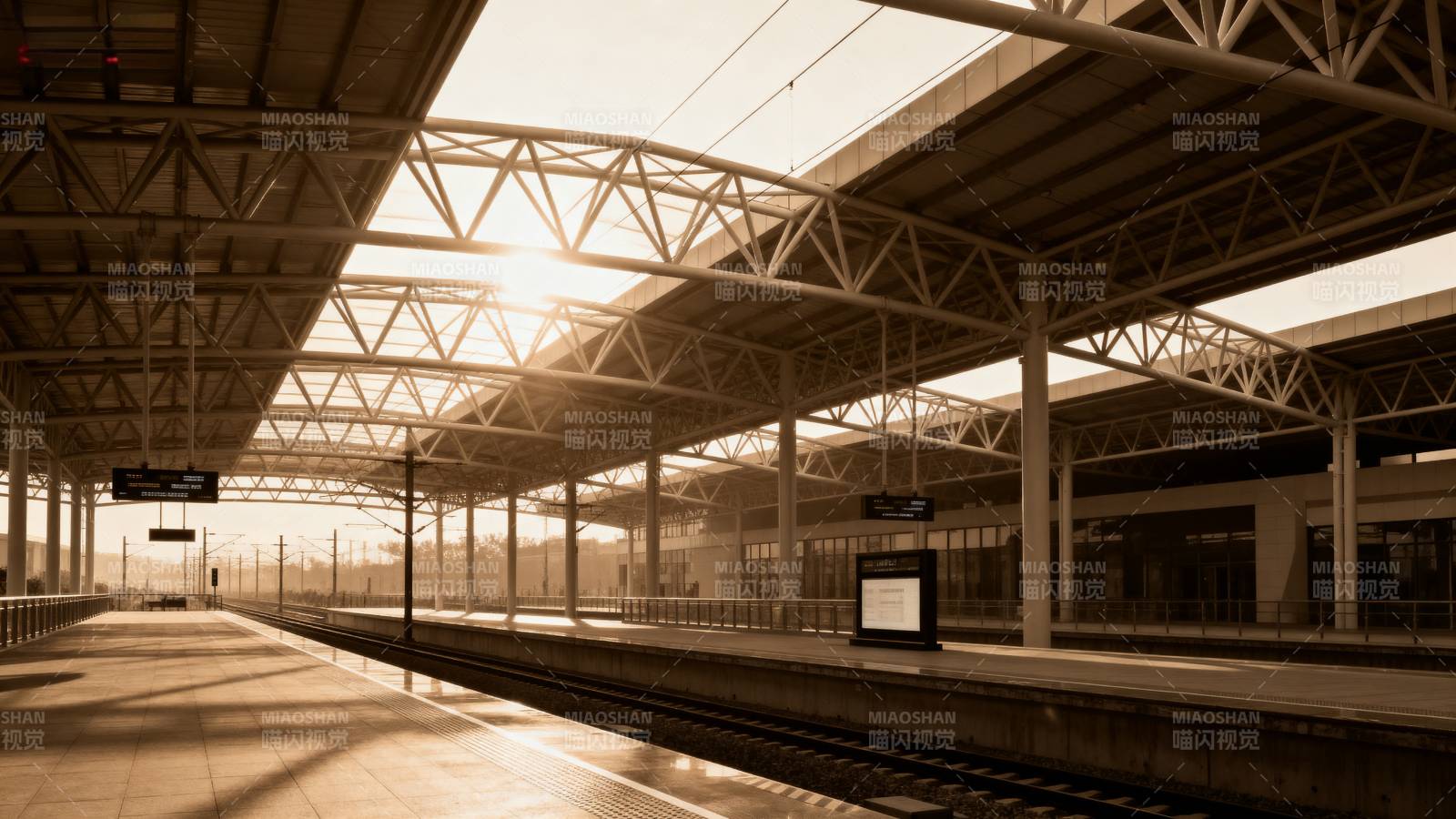 晨光中的车站图片