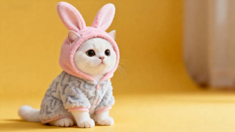 萌猫兔耳装图片