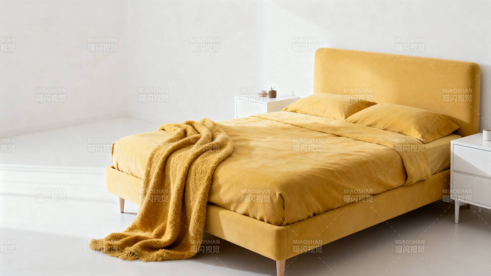 暖黄床品 温馨卧室图片