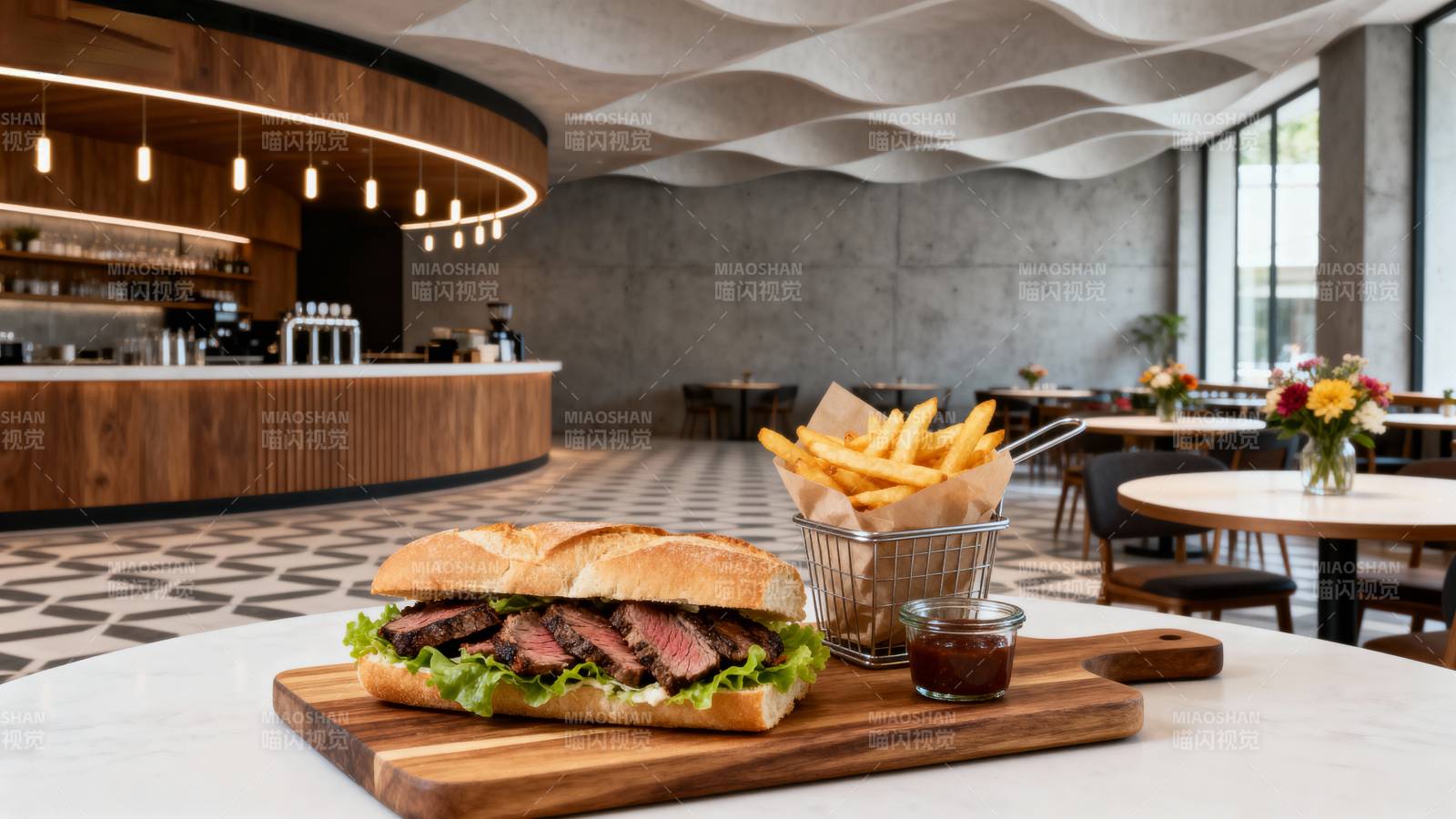 美味汉堡配薯条图片