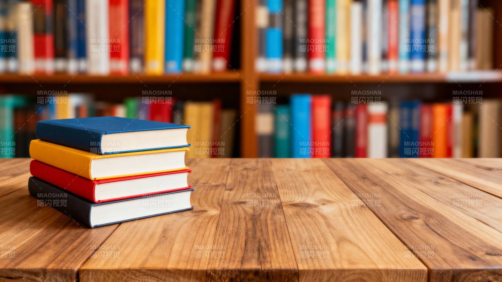 书桌上的彩色书籍图片