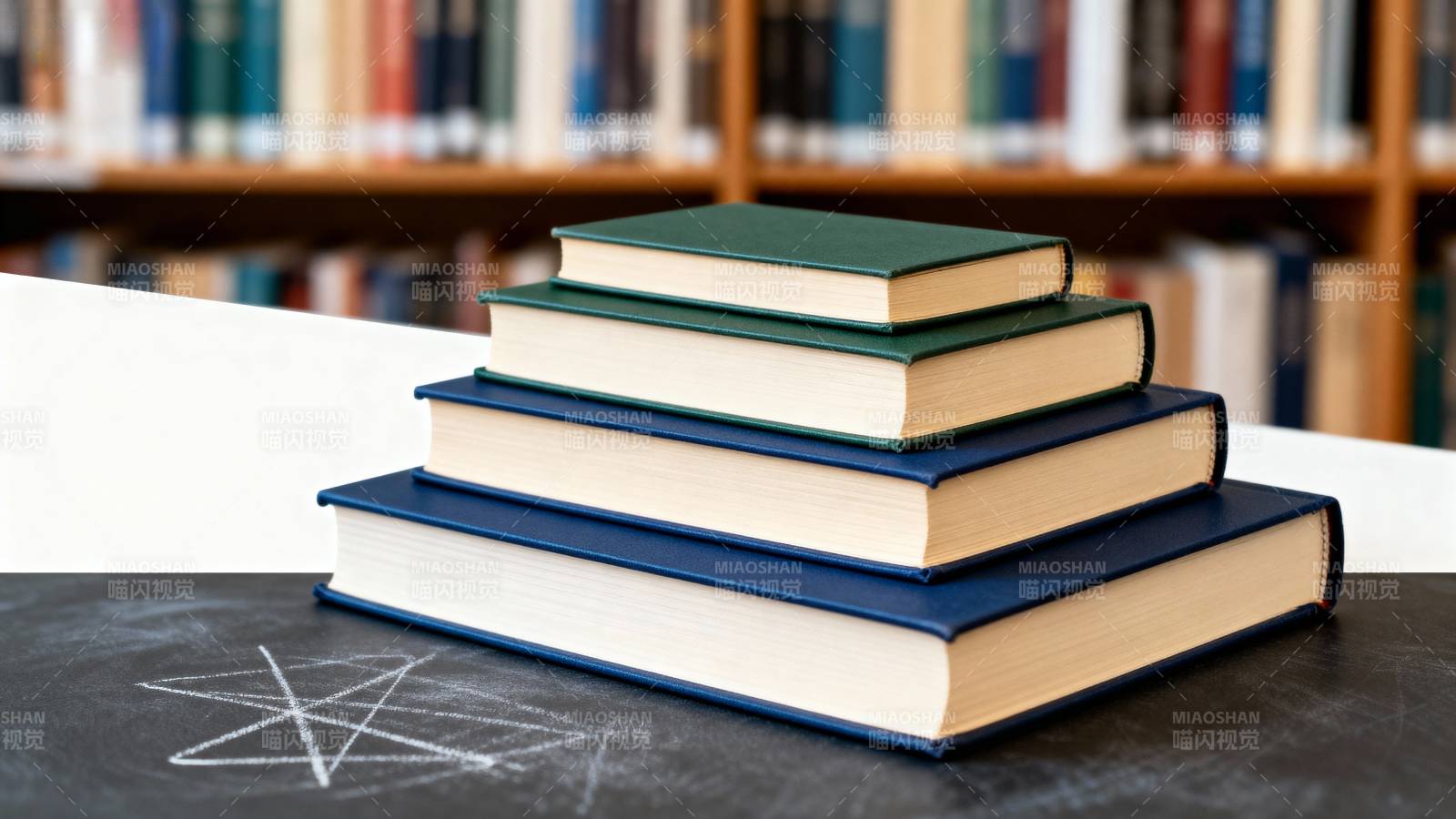 书堆与星形图案图片