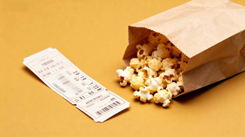 电影票与爆米花图片