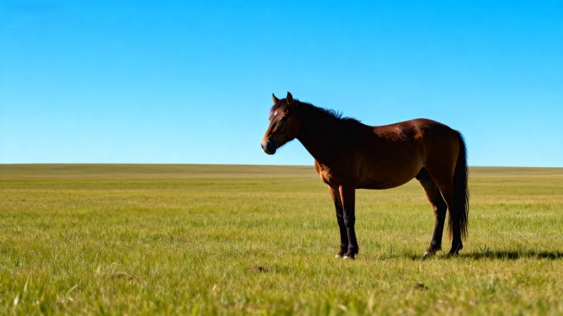 草原上的棕色骏马图片