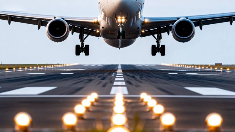 飞机降落跑道图片