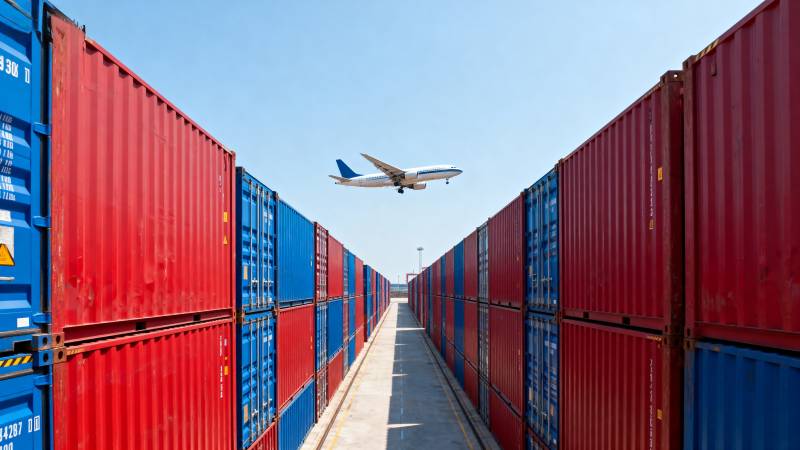 集装箱通道与飞机图片