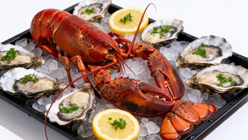龙虾生蚝冰镇拼盘图片