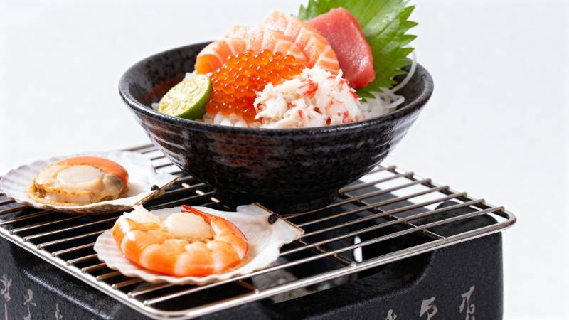 日式海鲜丼饭图片