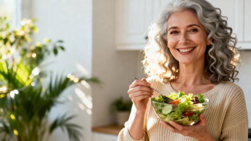 银发奶奶享美食图片