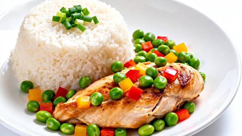 鸡胸配菜与米饭图片