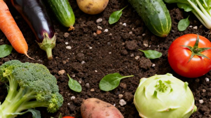 新鲜蔬菜与土壤图片