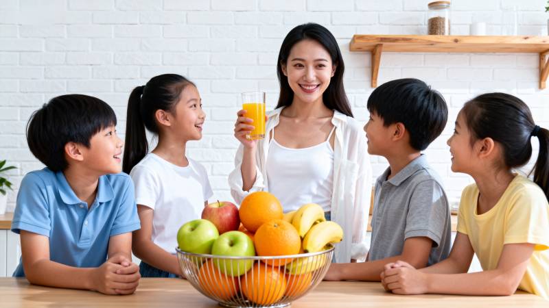 家庭共饮果汁时光图片