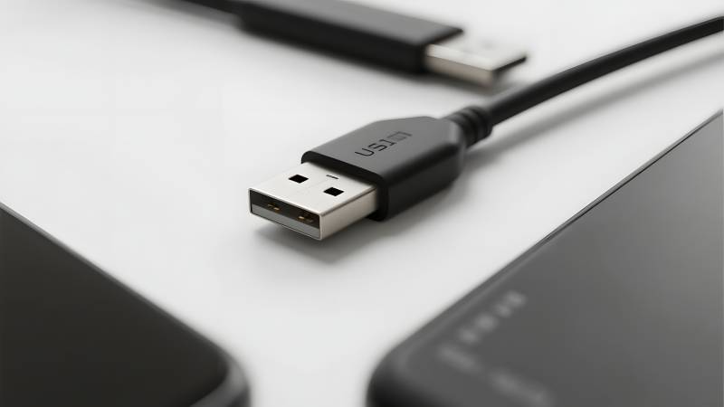 USB数据线连接设备图片