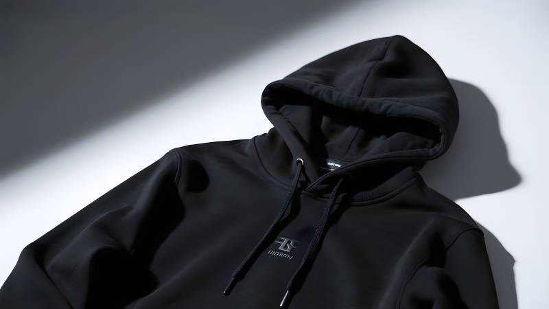 黑色连帽卫衣图片