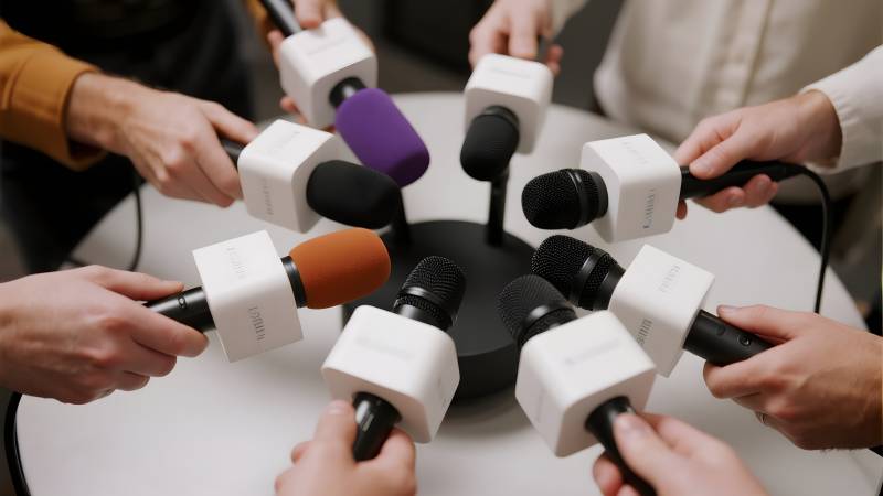 媒体采访现场图片